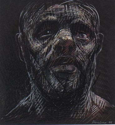 Lot 639 - EDDIE, A CRAYON DRAWING BY PETER HOWSON
