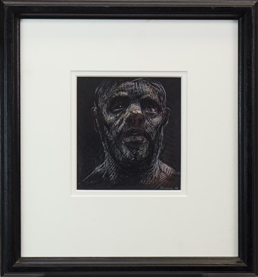 Lot 639 - EDDIE, A CRAYON DRAWING BY PETER HOWSON