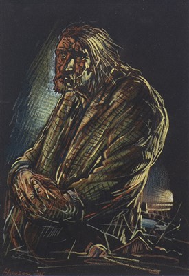 Lot 672 - SORROW, A CRAYON DRAWING BY PETER HOWSON
