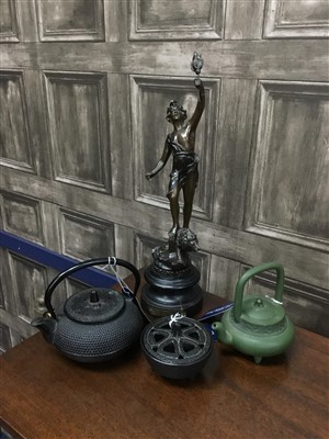 Lot 257 - A LOT OF ASIAN ITEMS AND A SPELTER FIGURE