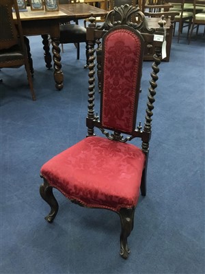 Lot 336 - A CARVED STAINED WOOD SINGLE CHAIR