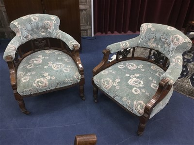 Lot 338 - A PAIR OF EDWARDIAN TUB CHAIRS
