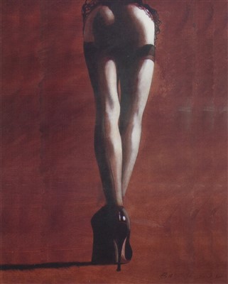 Lot 687 - STOCKINGS AND STILETTOS, A PRINT BY BILL BLACKWOOD