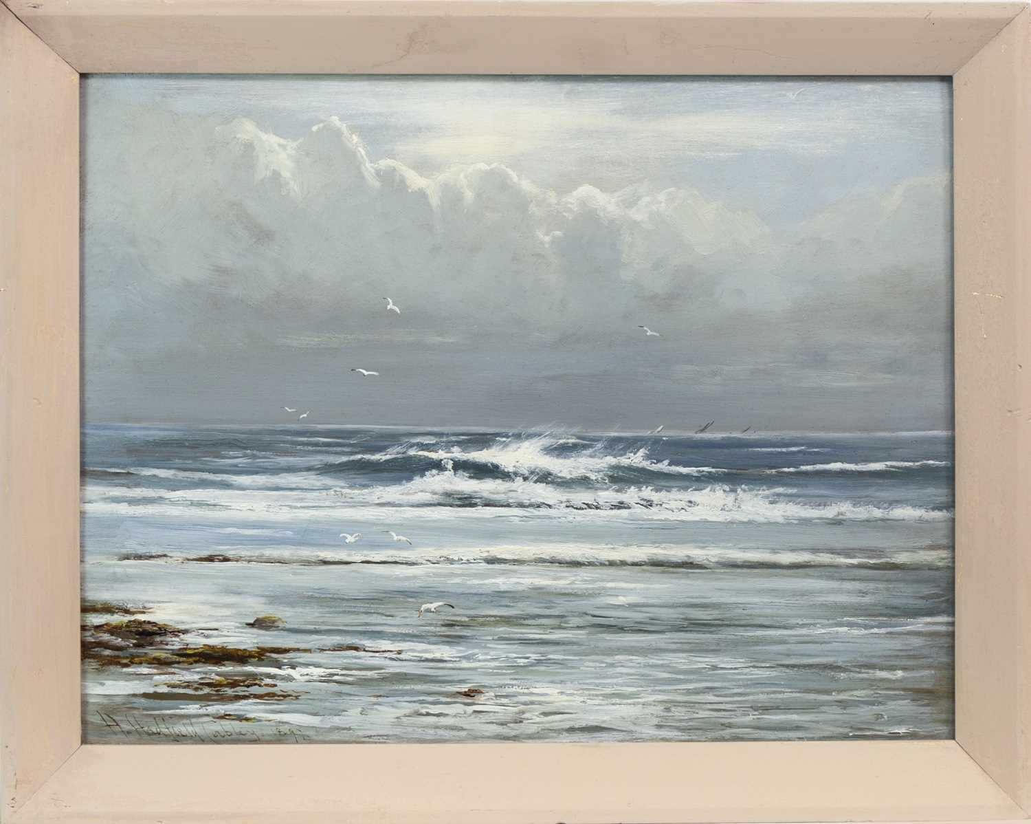 Lot 513 - THE INCOMING TIDE, AN OIL BY HENRY HADFIELD CUBLEY