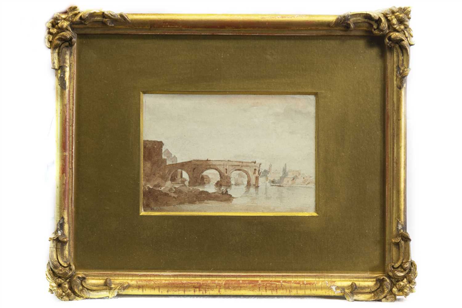 Lot 528 - PONTE ROTTO, ROME, A WATERCOLOUR BY WILLIAM MARLOW