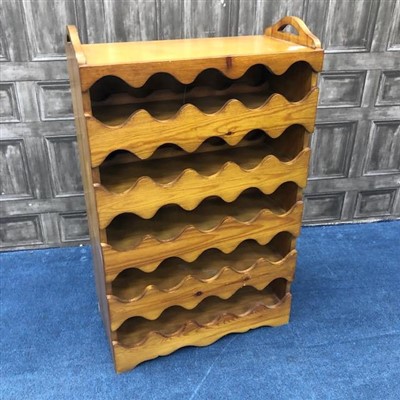 Lot 68 - A MODERN STAINED WOOD WINE RACK