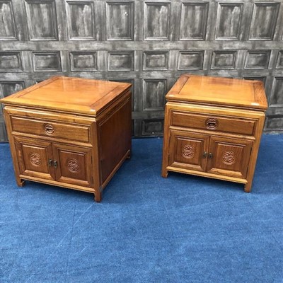 Lot 70 - A PAIR OF CHINESE HARDWOOD BEDSIDE CABINETS