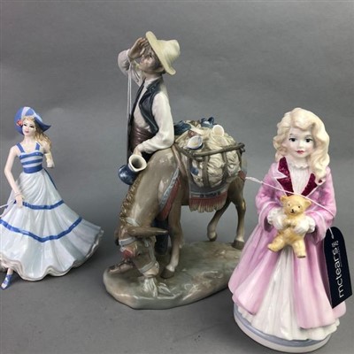 Lot 113 - A ROYAL WORCESTER FIGURE, A LLADRO GROUP AND FOUR OTHER FIGURES