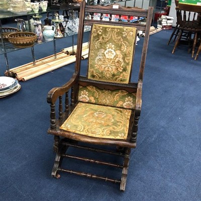 Lot 24 - A VICTORIAN ROCKING CHAIR