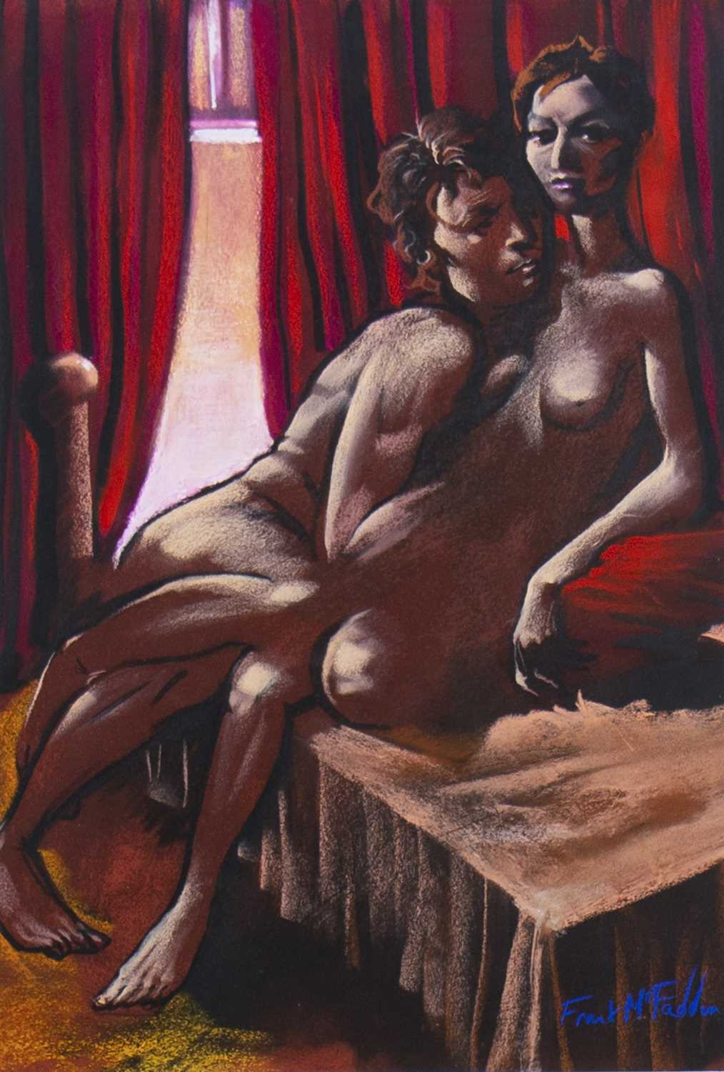 Lot 769 - IN THE RED ROOM, A PASTEL BY FRANK MCFADDEN