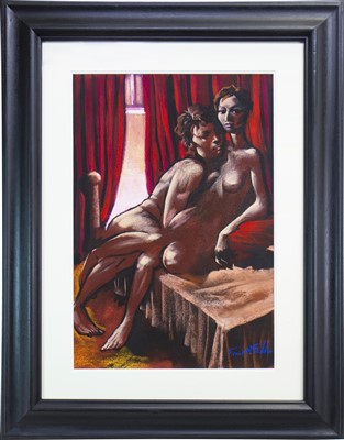 Lot 769 - IN THE RED ROOM, A PASTEL BY FRANK MCFADDEN