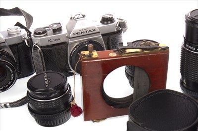 Lot 1110 - A LOT OF TWO ASAHI PENTAX CAMERAS WITH VARIOUS LENSES