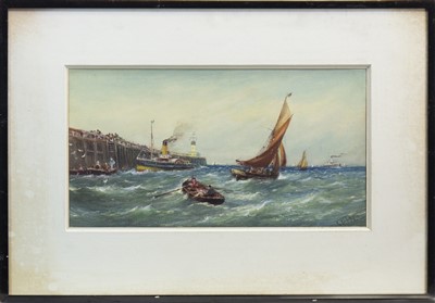 Lot 715 - BUSY LOWER THAMES SHIPPING SCENES, A PAIR OF WATERCOLOURS BY ROBERT MALCOLM LLOYD