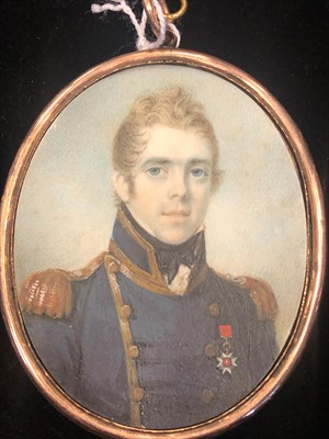 Lot 857 - A PORTRAIT MINIATURE OF A NAVAL OFFICER, IN THE MANNER OF GEORGE ENGLEHEART