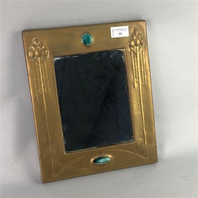 Lot 55 - AN ARTS AND CRAFTS BRASS INLAID MIRROR