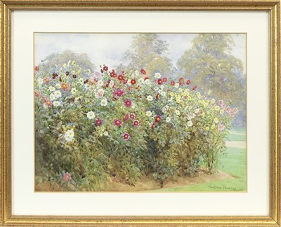 Lot 532 - GARDEN SCENE I, A WATERCOLOUR BY BEATRICE PARSONS