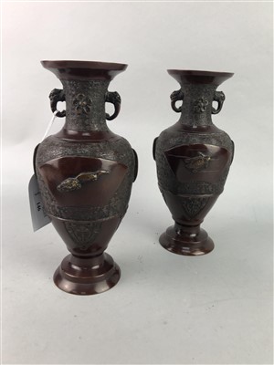 Lot 146 - A PAIR OF JAPANESE VASES AND TWO JAPANESE PLAQUES