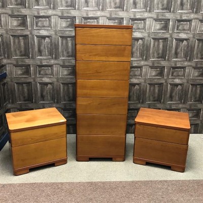 Lot 280 - A MODERN CHEST OF DRAWERS AND A PAIR OF MATCHING BEDSIDE DRAWERS