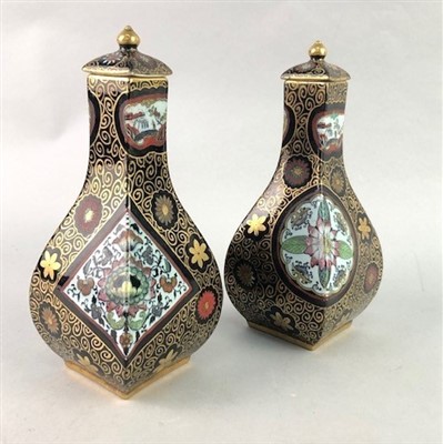 Lot 303 - A PAIR OF EASTERN LIDDED VASES