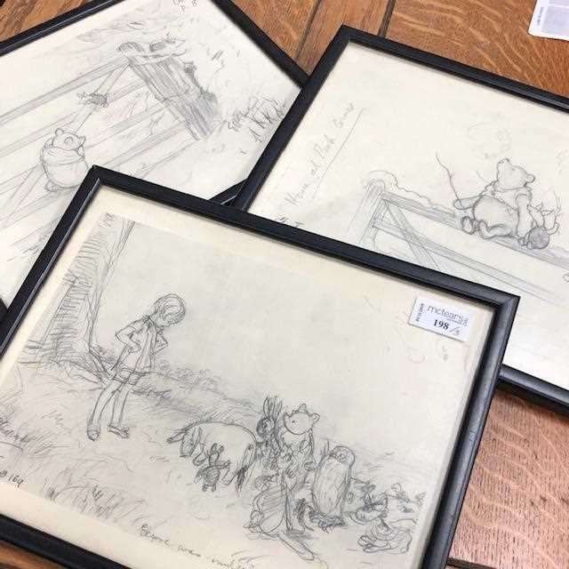 Lot 107 - A LOT OF THREE FRAMED WINNIE THE POOH PRINTS AFTER E.H SHEPHARD