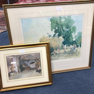 Lot 153 - TWO FRAMED REPRODUCTIONS AFTER RUSSELL FLINT AND TWO OTHERS