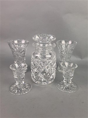 Lot 158 - A GROUP OF CUT GLASS INCLUDING BOWLS, VASES AND JARS