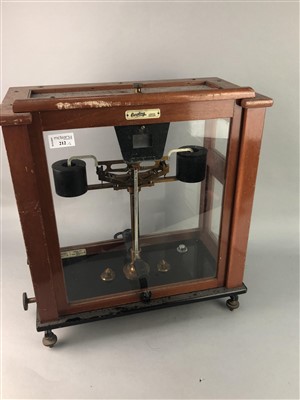 Lot 212 - A SET OF OERTLING LTD LONDON CHEMISTS SCALES AND ANOTHER