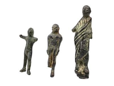 Lot 866 - A LOT OF THREE SMALL ETRUSCAN BRONZE FIGURES