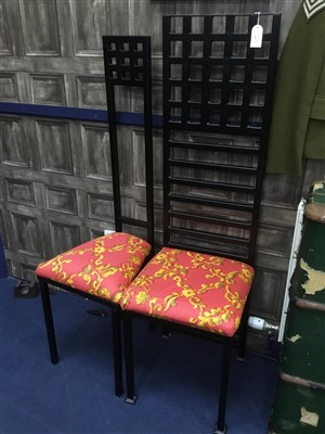 Lot 224 - A LOT OF THREE MACINTOSH STYLE METALWORK DINING CHAIRS