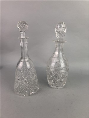 Lot 227 - LOT OF FIVE CUT GLASS DECANTERS AND STOPPERS