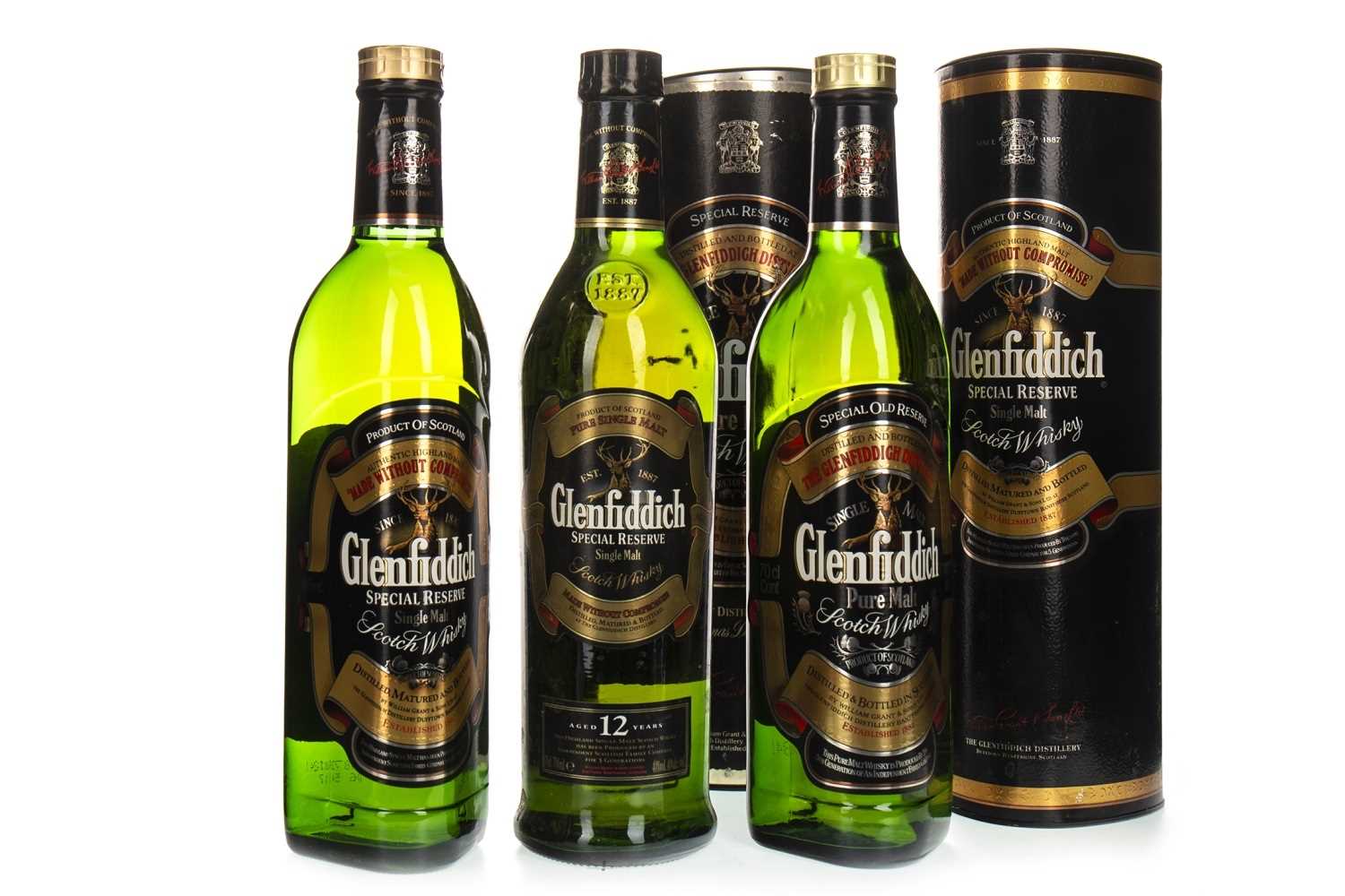 Lot 1310 - THREE BOTTLES OF GLENFIDDICH SPECIAL RESERVE