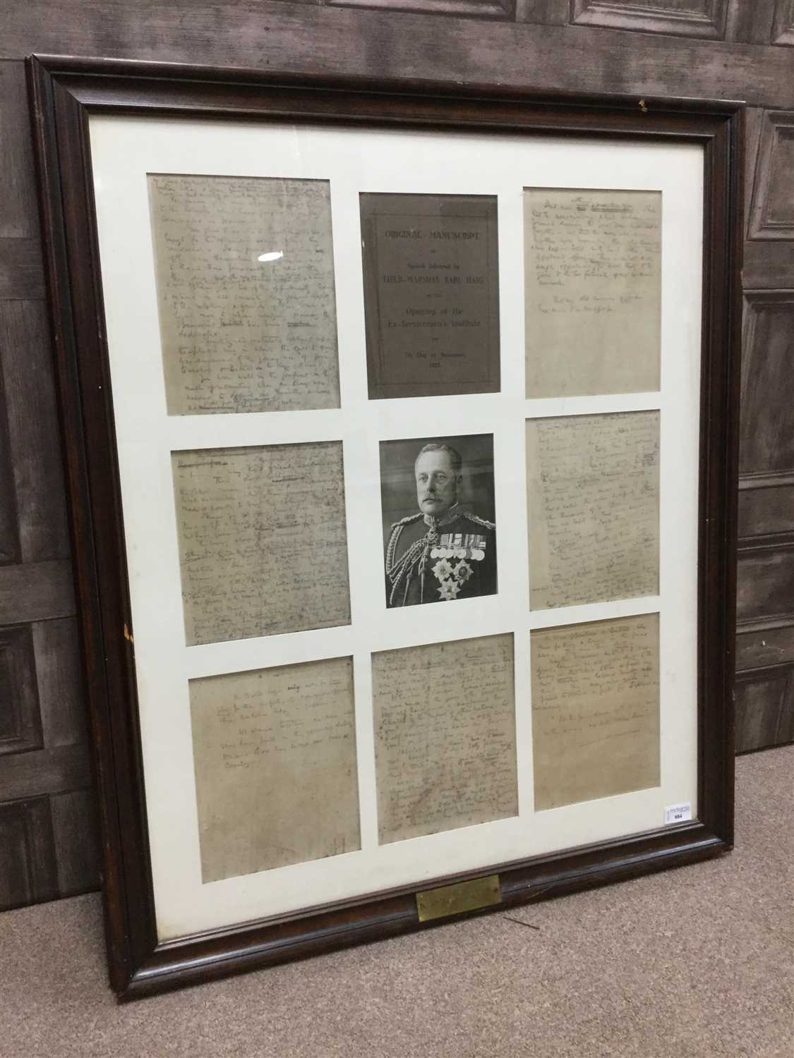 Lot 884 - AN 'ORIGINAL MANUSCRIPT OF SPEECH DELIVERED BY FIELD MARSHALL EARL HAIG'