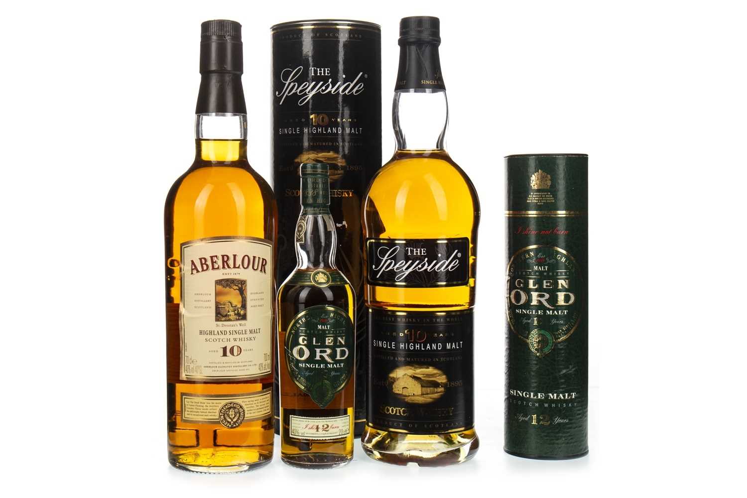 Lot 1305 - ABERLOUR 10 YEARS OLD, THE SPEYSIDE 10 YEARS OLD AND GLEN ORD 12 YEARS OLD
