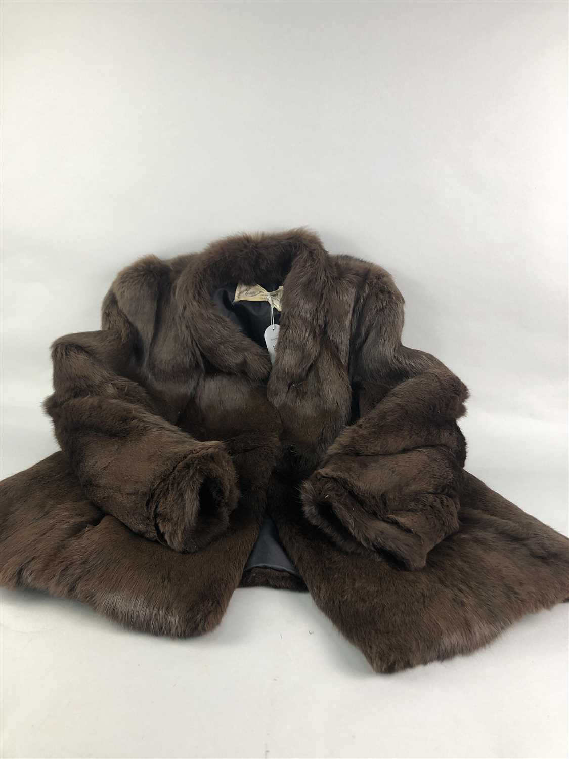 Lot 229 - A FUR JACKET AND THREE CERAMIC TABLE LAMPS
