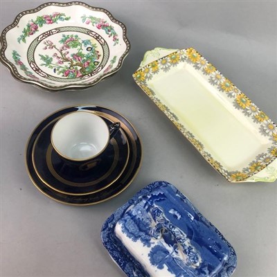 Lot 405 - A DOULTON EWER, TWO COALPORT PLATES, A BUTTER DISH AND A PARAGON DISH