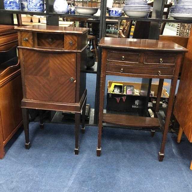 Lot 404 - TWO MAHOGANY BEDSIDE TABLES