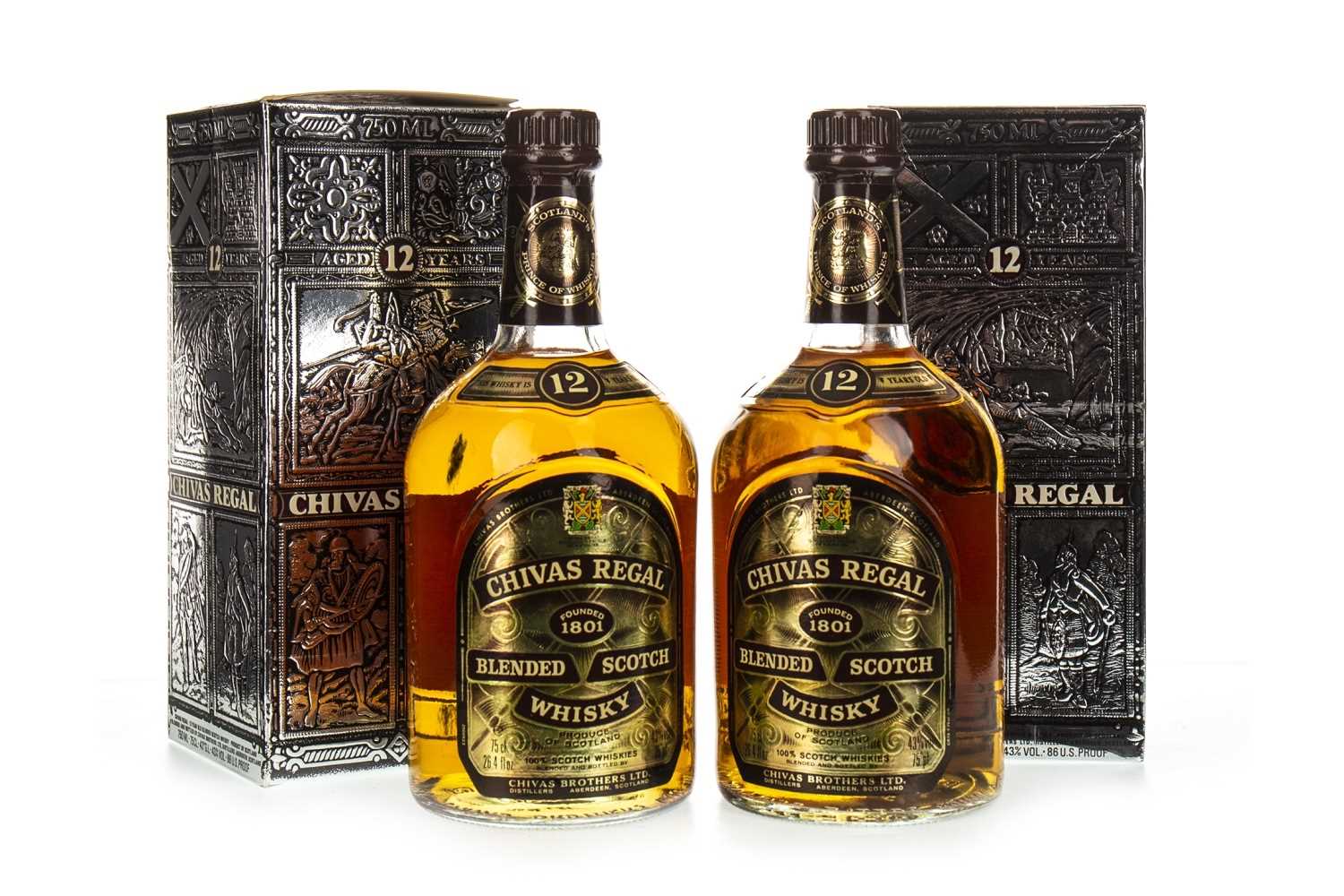 Lot 1408 - TWO BOTTLES OF CHIVAS REGAL 12 YEARS OLD