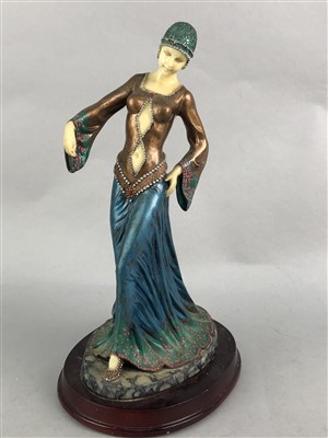 Lot 366 - AN ART DECO STYLE FIGURE OF A LADY AND ANOTHER LADY