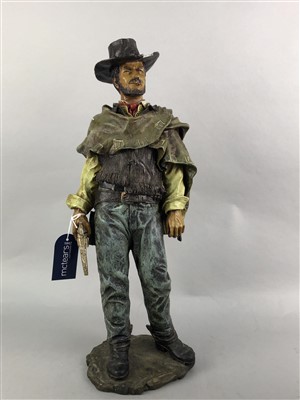 Lot 367 - A CERAMIC BUST OF JOHN WAYNE AND A SCULPTURE OF CLINT EASTWOOD