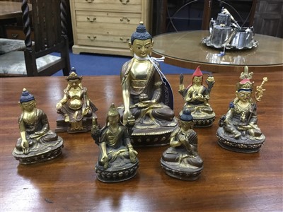 Lot 414 - A LOT OF BUDDHAS AND CHINESE FIGURES