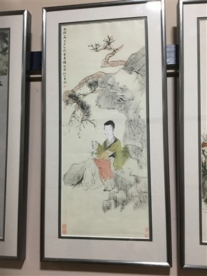 Lot 369 - A SET OF NINE 20TH CENTURY CHINESE PRINTS AND A COLLAGE OF CHINESE FIGURES