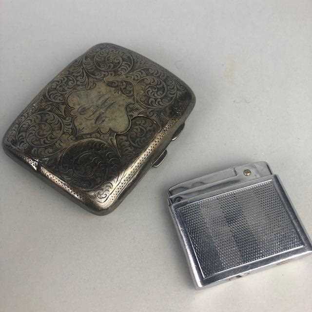Lot 12 - A SILVER CIGARETTE CASE, COINS AND BADGES