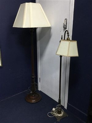 Lot 64 - A MAHOGANY FLOOR LAMP AND ANOTHER