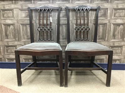 Lot 900 - A SET OF TEN 19TH CENTURY MAHOGANY SINGLE CHAIRS OF CHIPPENDALE DESIGN