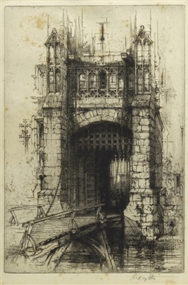 Lot 718 - HEVER CASTLE, AN ETCHING BY HEDLEY FITTON