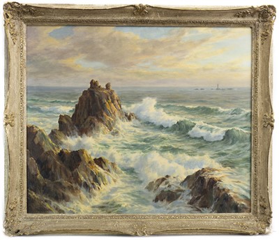 Lot 542 - AT LAND'S END, AN OIL BY WILLIAM PIPER