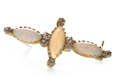 Lot 108 - A LATE 19TH CENTURY OPAL AND DIAMOND BROOCH
