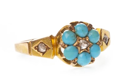Lot 126 - A VICTORIAN TURQUOISE AND DIAMOND RING