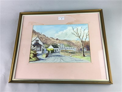 Lot 76 - A VILLAGE STREET SCENE BY D HENDERSON AND ANOTHER WATERCOLOUR