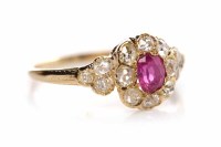 Lot 206 - VICTORIAN RUBY AND DIAMOND CLUSTER RING set...